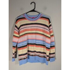 Zaket & Plover Striped Fair Isle Style Crewneck Wool Blend Sweater Sz XS Preppy
